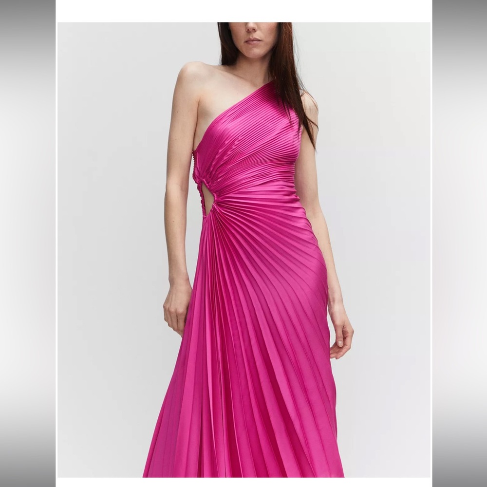 Mango asymmetrical pleated dress